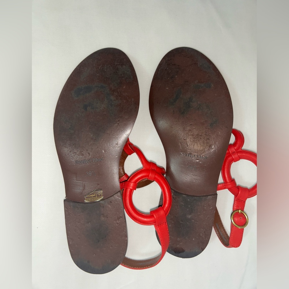 See by Chloe red leather sandals - Picture 8 of 10